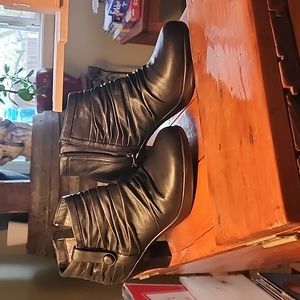 Dansko Leather Gathered Side Zip Ankle Booties